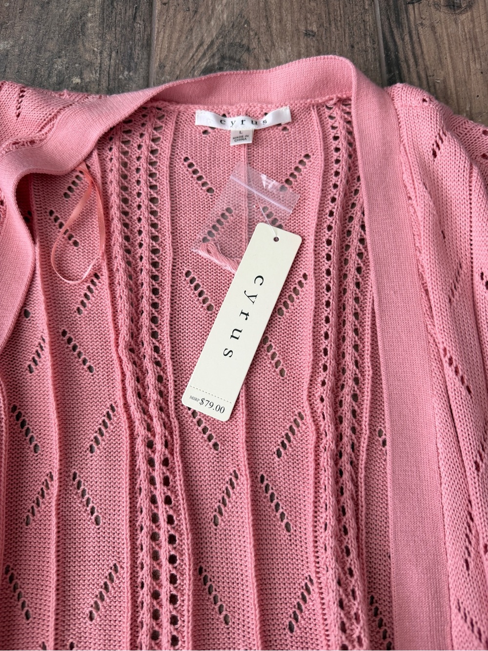NWT Cyrus Women's Pointelle Open-Front Cardigan Sweater - Picture 2 of 5